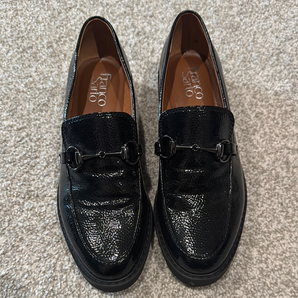 Franco Sarto Black Leather Slip-On Loafers